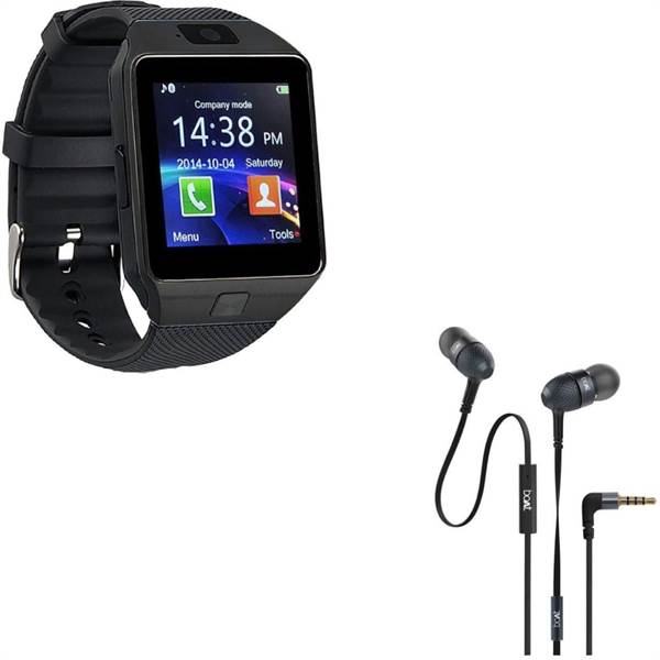 DZ09 Smartwatch and Bassheads 225 in Ear Wired Earphones